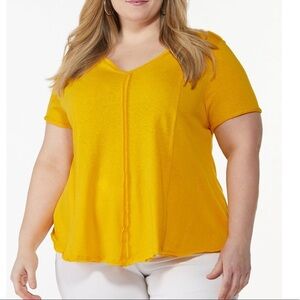 Plus Size Seamed Raw Edge Top